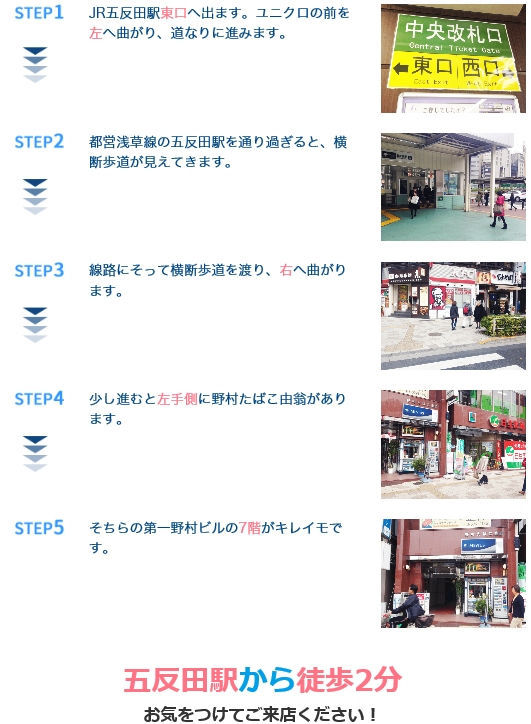 キレイモ(KIREIMO)五反田店の案内図