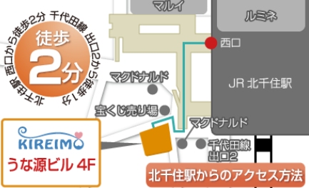 キレイモ(KIREIMO)北千住店の地図